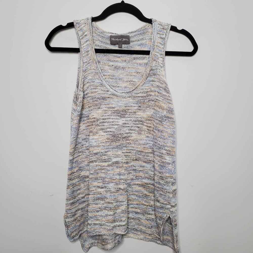 MICHAEL STARS • Gray Scoop Neck Linen Blend Tank Top Sz XS - Picture 3 of 6